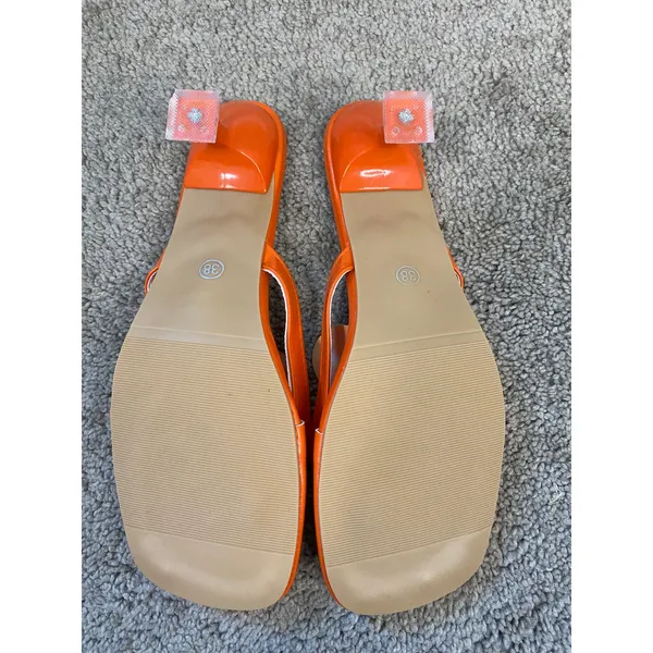 New SHUSHOP Grace Orange Orchid Flower Heels EU 38 US 8 - Image 9