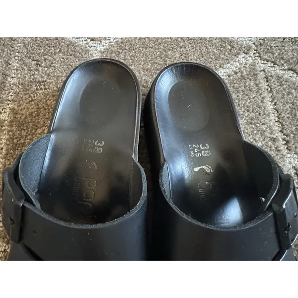 Papillio Birkenstocks Almina Black Leather Wedge Sandals Contoured Footbed 7 38 - Image 6