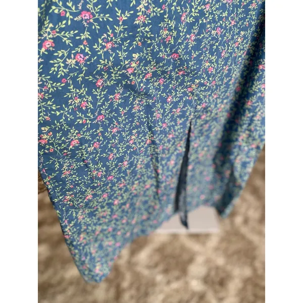 Vintage Cherokee Cotton Cottagecore Dress Midi Ditsy Floral Blue Romantic Spring - Image 6