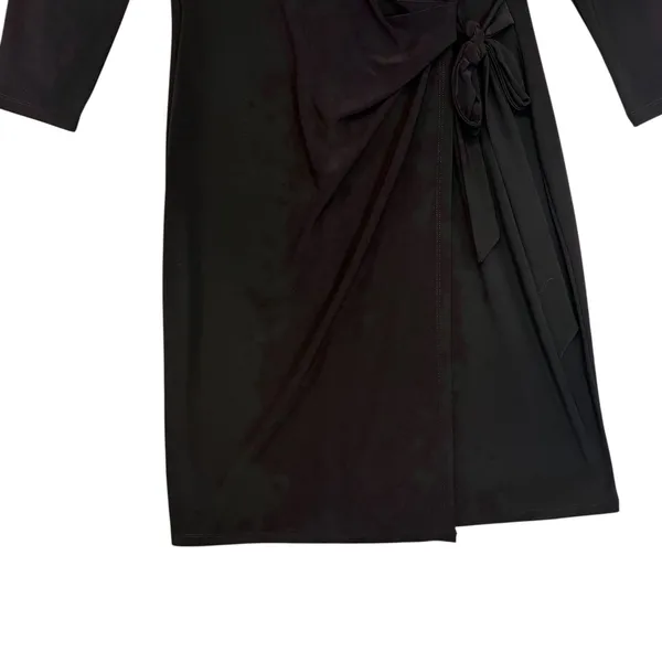 Anne Klein Black Faux Wrap Waist Long Sleeve Midi Dress Feminine Versatile 10‎ - Image 5