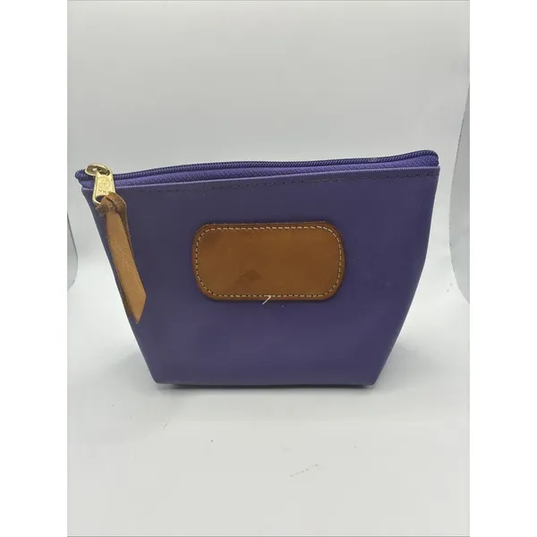 Jon Hart Zipper Pouch Makeup Travel Bag Nylon Leather Purple Preppy - Image 2