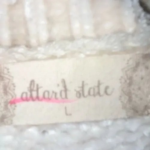 Altar'd State Cream‎ Chenille Knit Crew Neck Sweater Large Ivory Fuzzy Pullover - Image 5