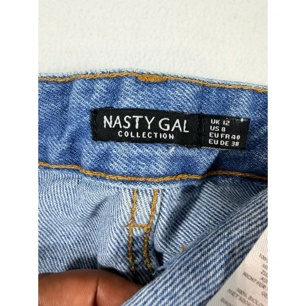 Nasty Gal Jeans Women 8 Blue Straight Leg Organic Cotton Denim High Rise - Image 5