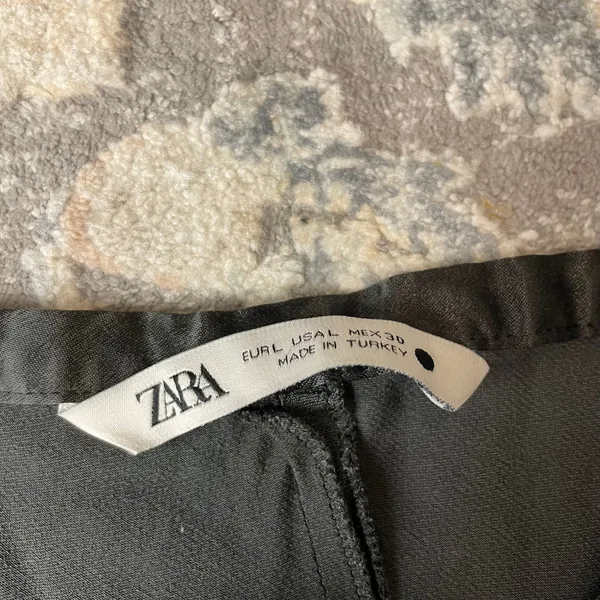 Zara Charcoal Satin Midi Skirt, High-Waisted, Size L - Image 4