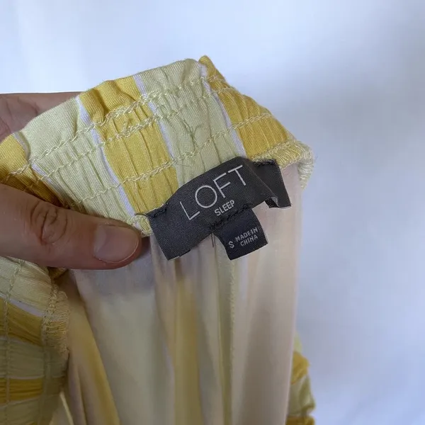 LOFT sleep‎ notch collar capri pajama pants white yellow soft women's S modal - Image 6