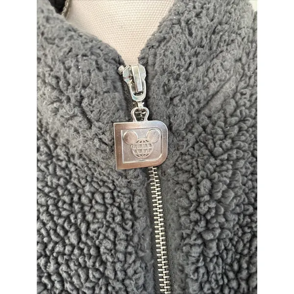 Disney Disneyland Spirit Jersey Sherpa Sweatshirt Pullover Fleece Woman‎ Grey Green XS - Image 3