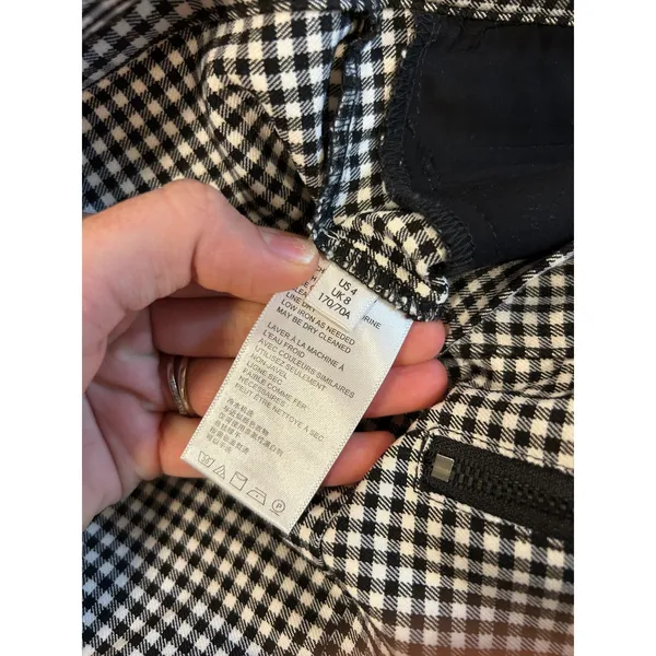 Urban Outfitters Gingham High Waisted Zipper Cigarette Pants Black White US 4 - Image 4