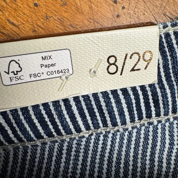 Vintage America Blues Boho Crop Striped Wide Leg Cuffed Jeans Blue White‎ 8/29 - Image 8