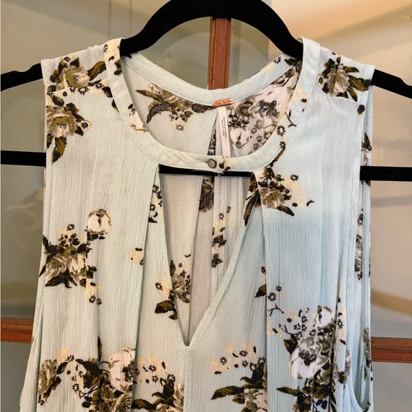 Free People Tree Swing Sleeveless Floral Mint Boho Flowy Tunic Tank Top Small - Image 5