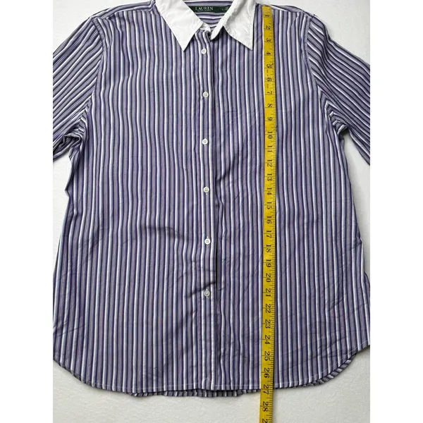 Lauren Ralph Lauren Womens Sz L Purple White Striped Preppy Corporate Chic Work - Image 2