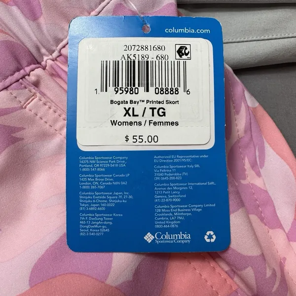 NWT Columbia Skort Women's XL Pink Bogota Bay Tropical Print Omni Shield - Image 7