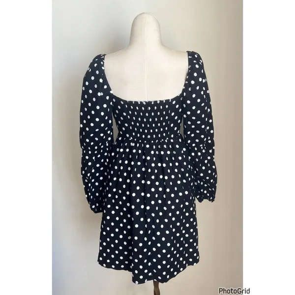 Reformation Michaela Black Polka Dot Dress size 4 - Image 3
