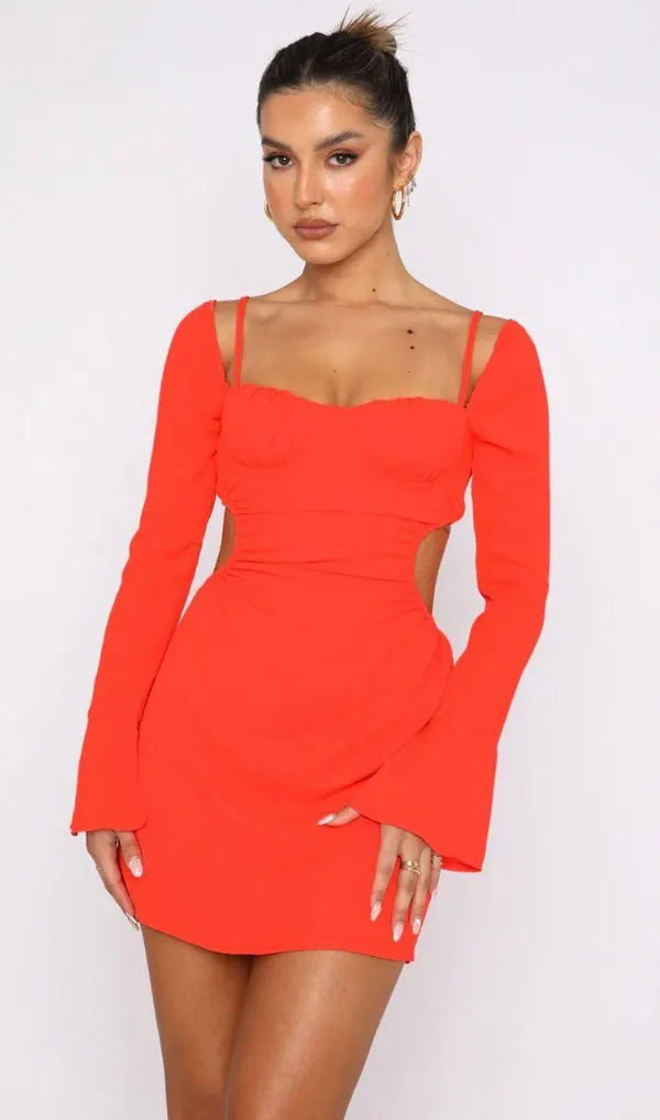 White Fox Please Hold Long Sleeve Mini Dress - Image 4