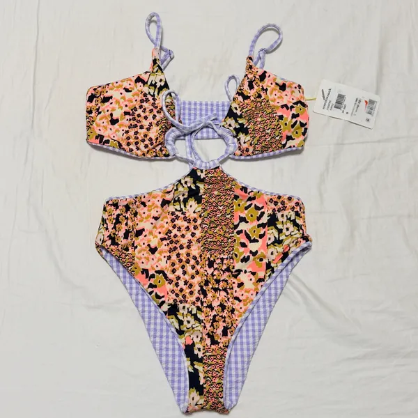 Maaji Lavender Gingham Reversible Trikini One-Piece Swimsuit size Small- NWT - Image 7