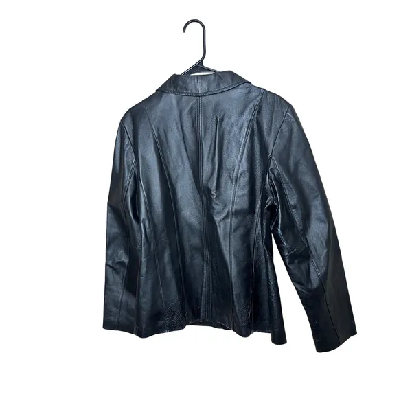 Vintage East 5th Black Genuine Leather Zipper Front‎ Jacket Women's Medium - Image 9