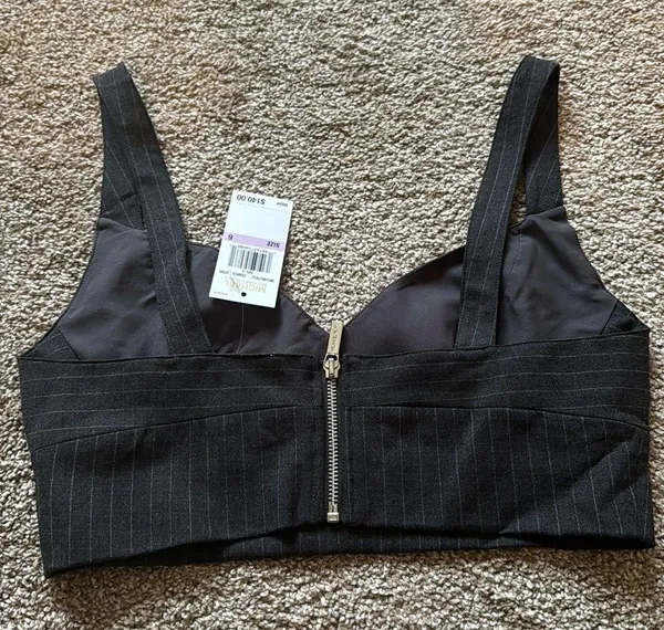 MICHAEL Pinstripe Stretch Flannel Wool Bra Top - Image 2