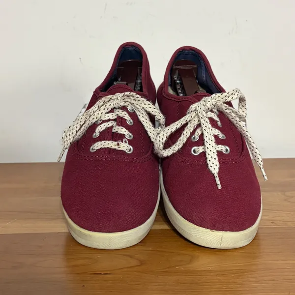 Burgundy Canvas Low Top Lace Up Sneakers WMUB4520001 Maroon USA 9 - Image 4
