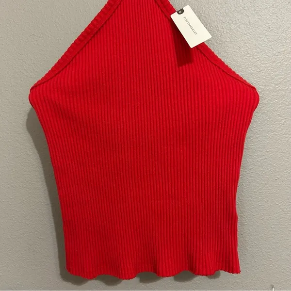 NEW Anthropologie t.la red ribbed halter neck cotton tank top women’s size small - Image 5