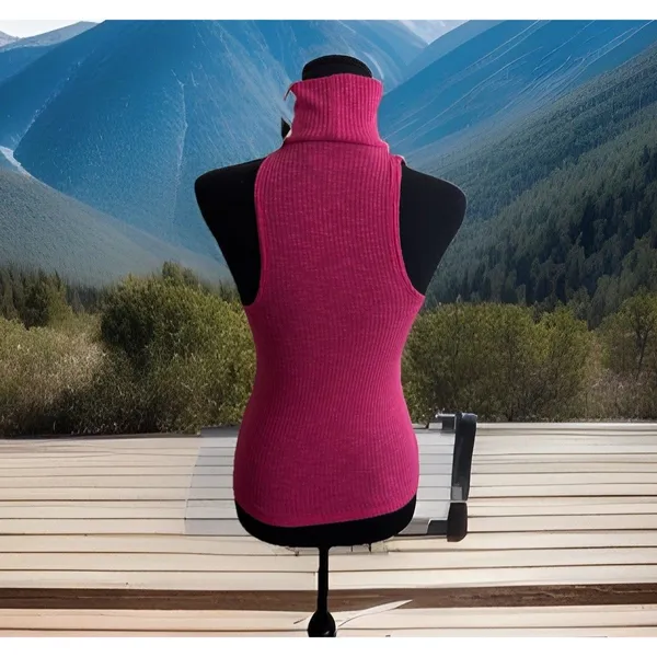 Y2k NWT Chic ABERCROMBIE & FITCH S Hot Pink Ribbed Mockneck‎ Sleeveless TankTop - Image 2