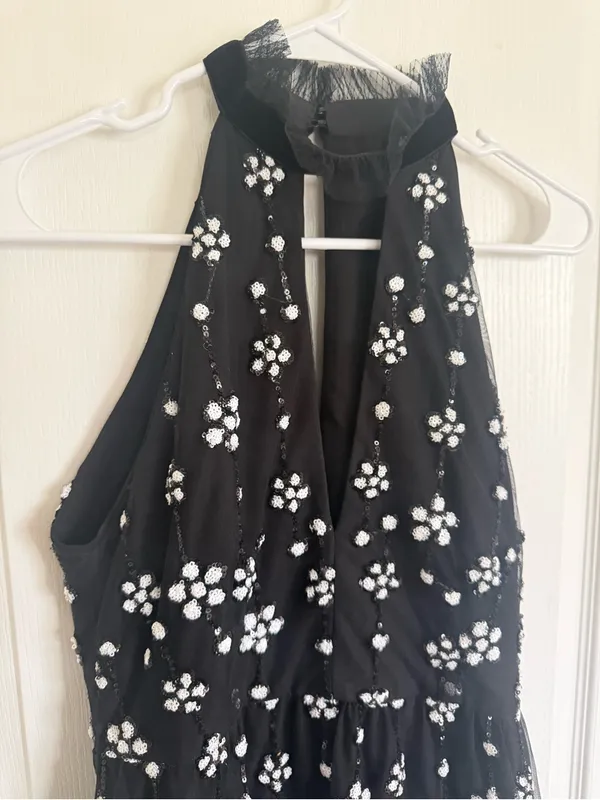 Alexis Poppy Sequin Floral High Neck Mini Dress - Image 6