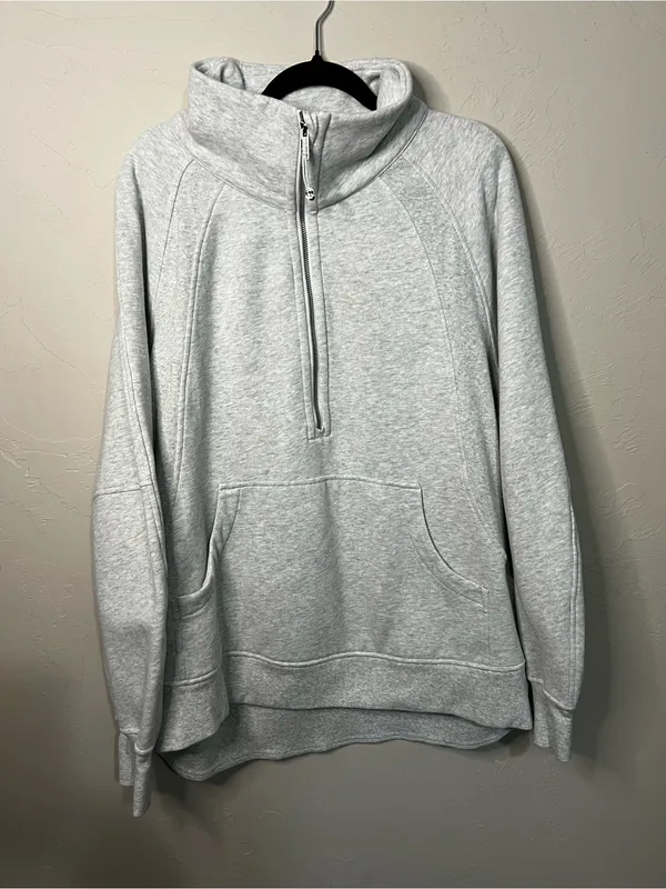 Lululemon Oversized Scuba Half Zip Funnel Neck Heathered Grey Long Sweater - Image 4