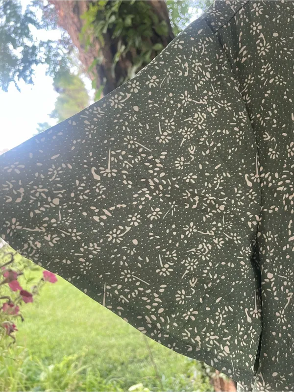 New Choice Olive Green Floral Button-Front Tiered Dress Flutter Sleeves Size XL - Image 4