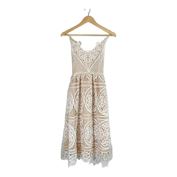 Two Sisters Annabelle Sleevess Lace V Neck Midi Dress White Size XS NWT - Image 6