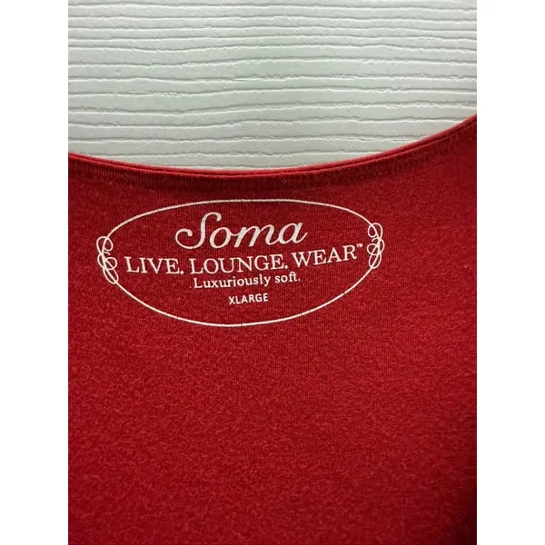 Soma Live Lounge Wear Red Knotted Empire‎ Waist Pocket Lounge Dress XL - Image 3