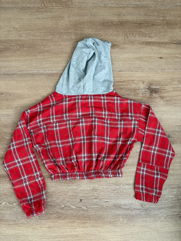 Red Plaid Zip-Up Hoodie - Image 2