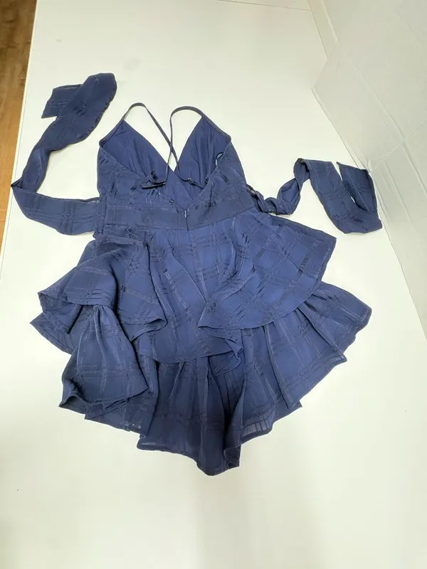 Polly Dress Theodora Navy Romper‎ With Plaid Print - Size 4. - Image 14