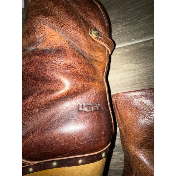UGG Australia Lynnea II Leather Clog BOOTS Leather Fold Sz 7 Sheepskin‎ Lined - Image 11