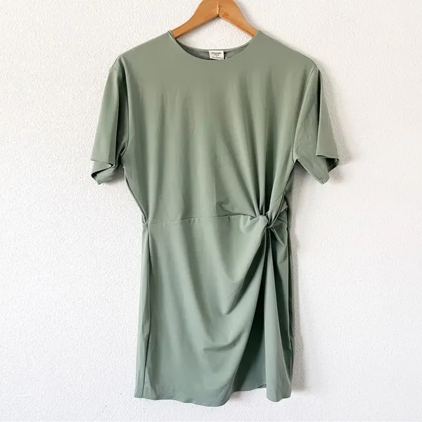 Abercrombie & Fitch Mint Green Side Knot Draped Classic Casual Fit Mini Dress - Image 2
