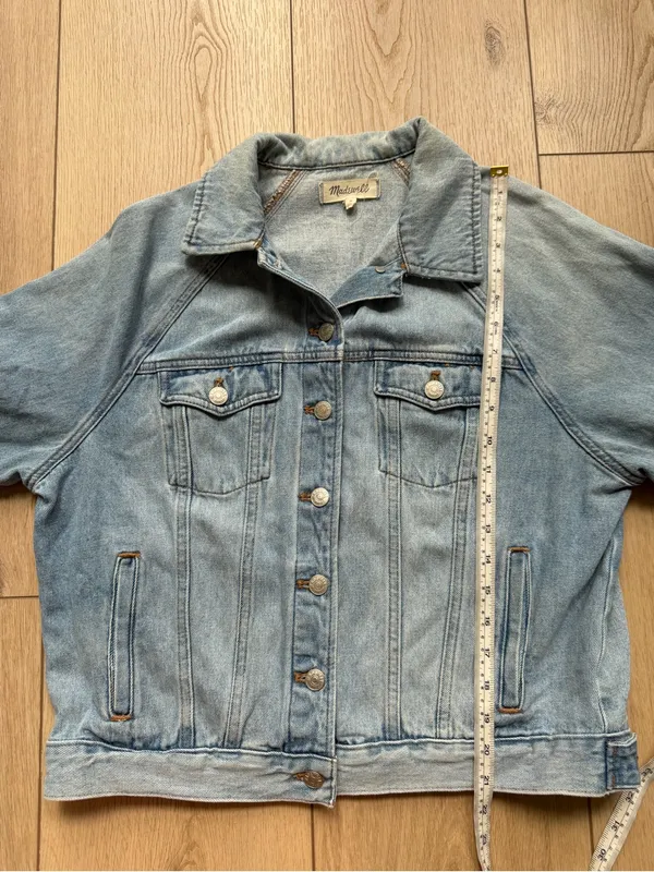 Madewell Washed Light Blue Denim Trucker Jacket Size Medium 100% Cotton - Image 9