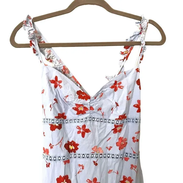 ZARA Floral Open Back Linen‎ Blend Midi Dress Sz Small - Image 4