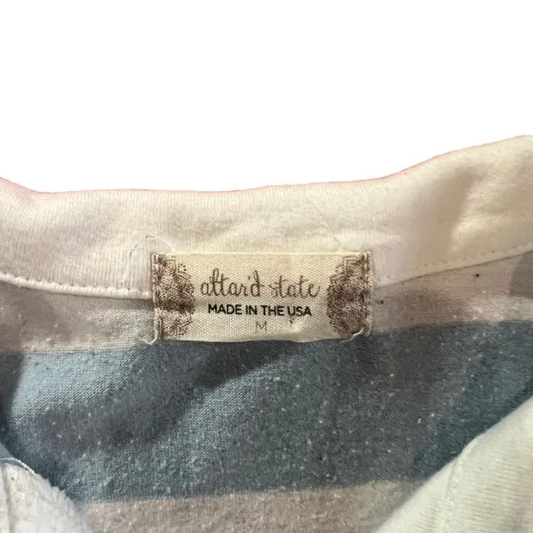 Altar’d State Womens Medium Cropped Rugby Polo Shirt Blue‎ & White Striped - Image 3