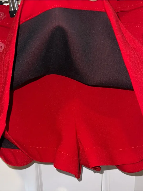 Zara Crisscross Button Mini Skort - Red - Image 2