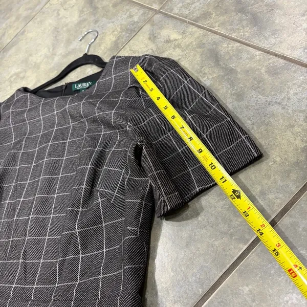 Ralph Lauren Women’s Windowpane Puff Sleeve Dress Size 16 Fully Lined Office EUC - Image 11