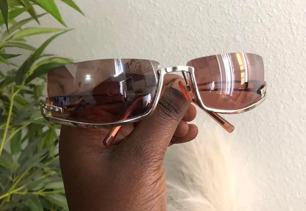 Vintage Y2K Unisex Upside Down Brown silver sunglasses - Image 2