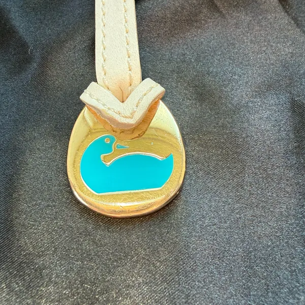 Vintage Dooney & Bourke Teal Enamel Duck Bag Charm / Key Fob - Image 2