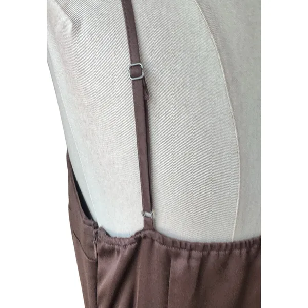 Abercrombie Fitch Satin Slip v neck Midi Dress Womens M Brown Strappy Sleeveless - Image 11