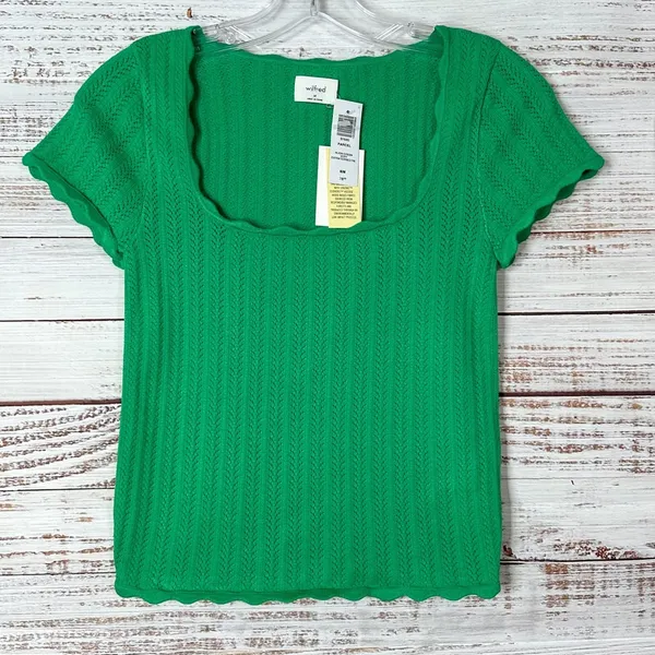 Wilfred Aritzia Alien Green Sweater Crop Top, NWT, Size Medium, MSRP $78 - Image 2