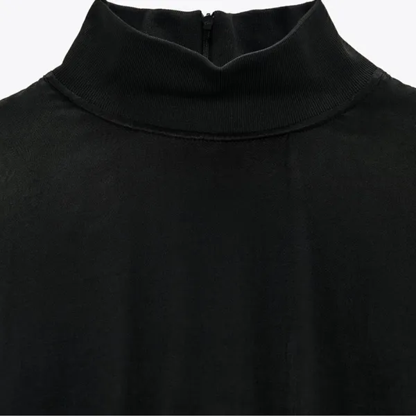 NWT Zara Black Satin Effect Long Sleeve Mock Neck Top Size XS Zipper Turtleneck - Image 4