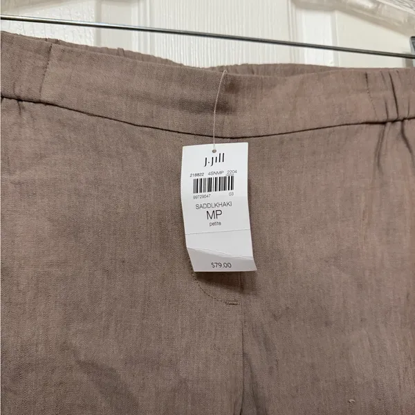 NWT J Jill‎ Linen Stretch Pull On Ankle Pant in Saddle Khaki Tan sz medium p - Image 3