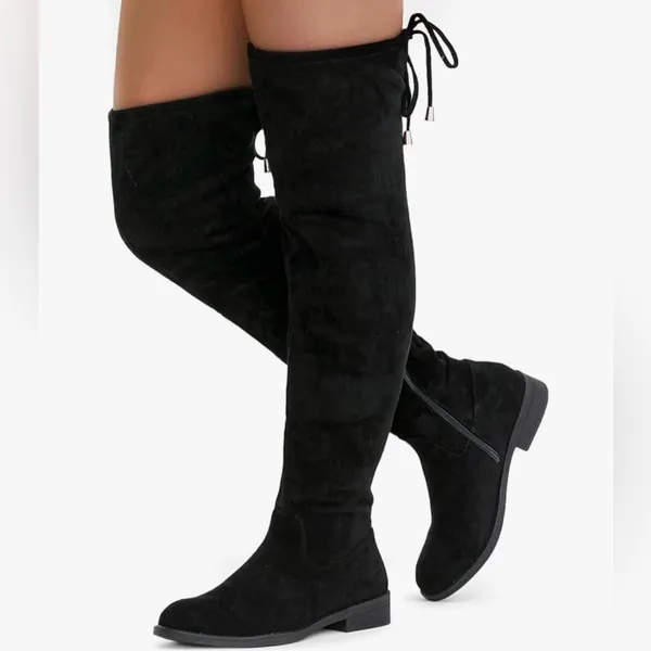 NEW Vepose 998 Vegan Suede Over The Knee High l Flat Heel Thigh High Boots 10 - Image 2