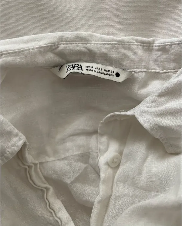 ZARA White Linen Button Women’s Down Shirt - Image 2