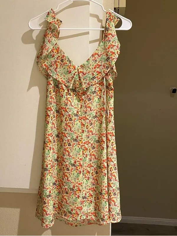 Zara Floral mini summer Dress with Off-Shoulder design,adjustable strap,size S - Image 5