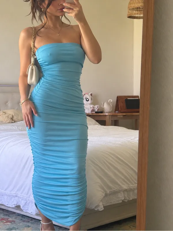Turquoise Blue Bodycon Dress - Image 2
