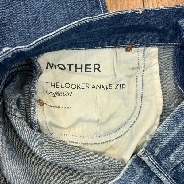 Mother Jeans The Looker Ankle Crop Zip Low Rise Skinny Jeans 31 Distressed 35x28 - Image 4