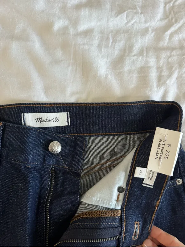 Madewell Women’s The Vintage Flare Jean NWT US 26 Petite Dark Wash Cotton - Image 11