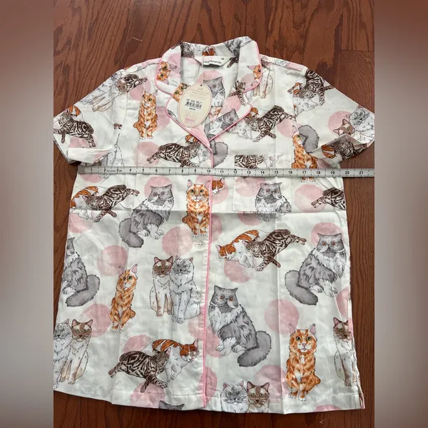 Peter Alexander White and Pink Cat Print cotton Pajamas XS - Image 8